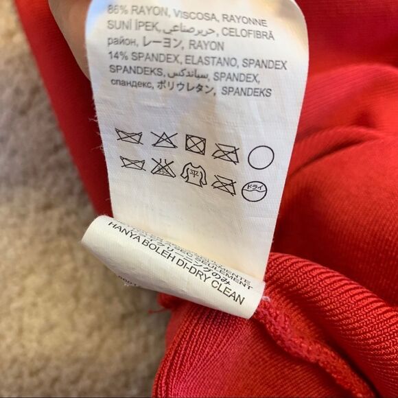 Bebe Red Bandage Bodycon Dress With Caged Waist Detail Sz M - Picture 8 of 12